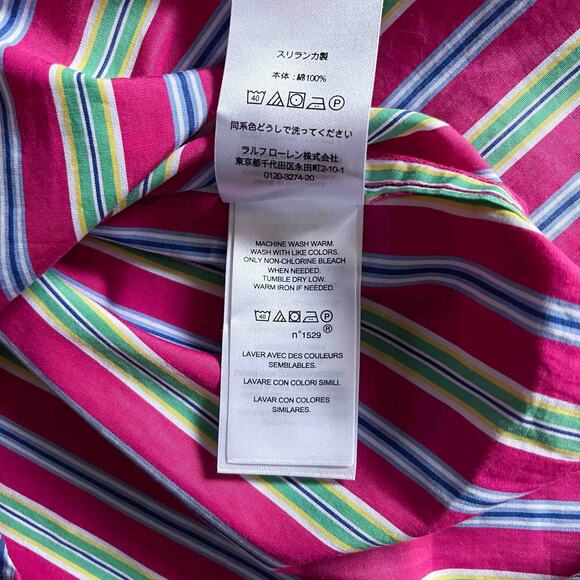 Women's LAUREN Ralph Lauren Black Label Button Shirt Multi Striped Cotton Size M - Picture 5 of 7